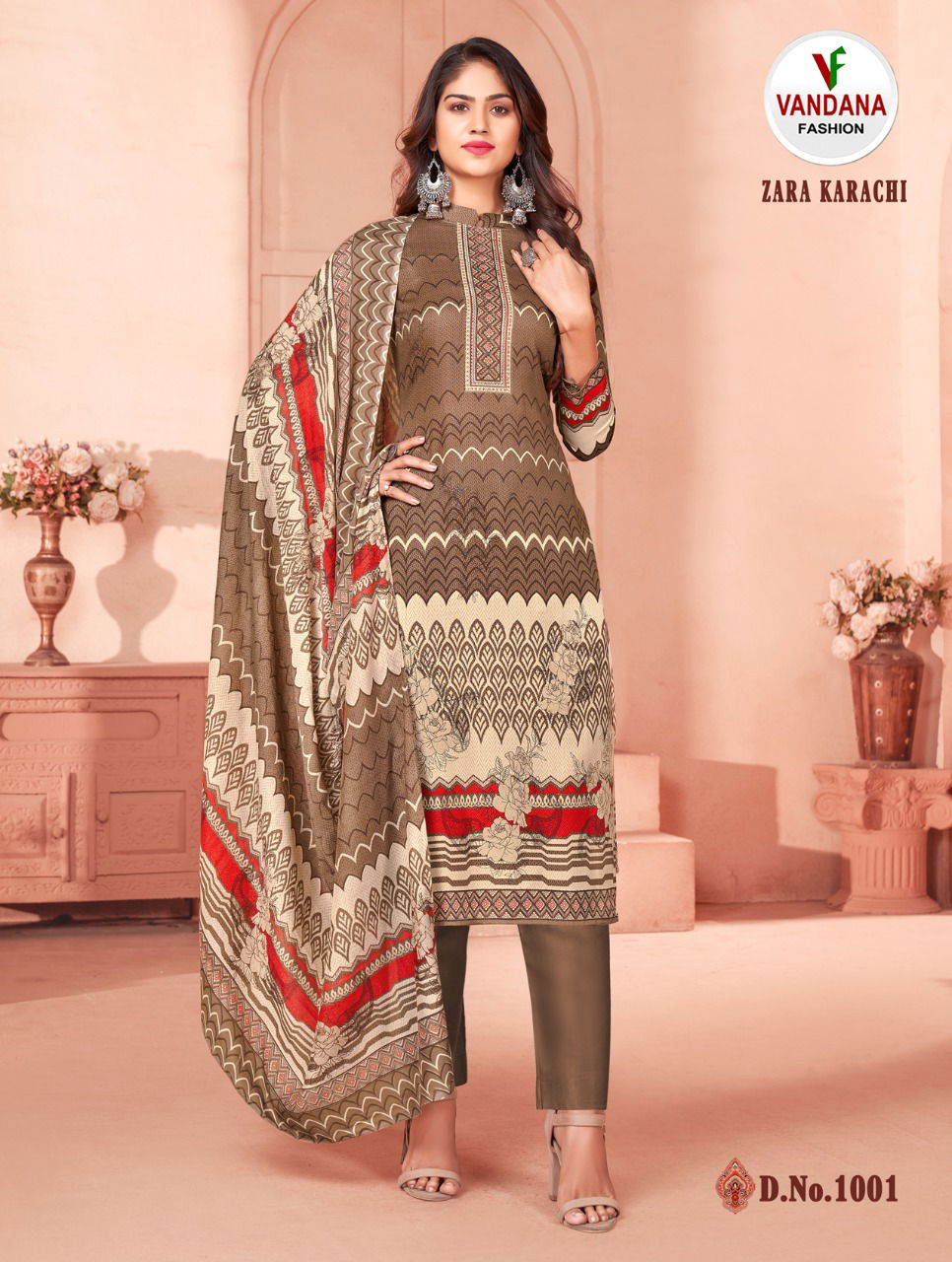 Vandana Zara Regular Wear Wholesale Karachi Cotton Dress Material
